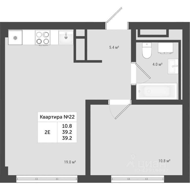 1-BD Apartment Sale, 39.2 sq. m. at Iakovlevo, ZhK Yakovlevo, kvartal № 145, Troitsk District, Moscow, Russia #1