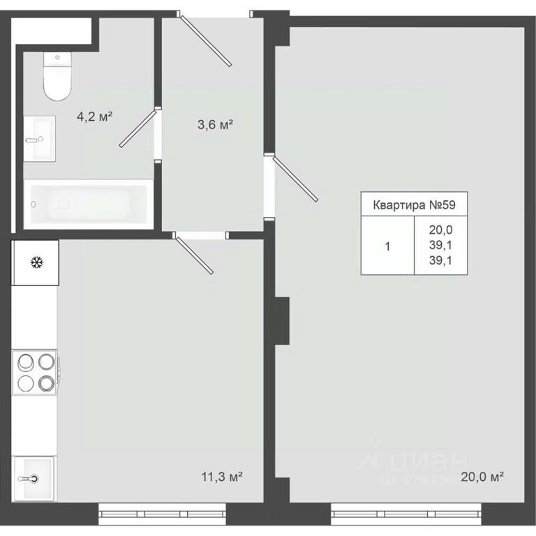 Apartment Sale, 39.1平方米 at Iakovlevo, ZhK Yakovlevo, kvartal № 145, Troitsk District, Moscow, Russia #1 Apartment Sale, 39.1平方米 at Iakovlevo, ZhK Yakovlevo, kvartal № 145, Troitsk District, Moscow, Russia #1