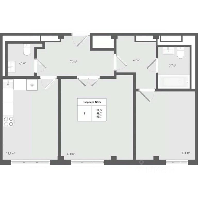 1-BD Apartment Sale, 59.7平方米 at Iakovlevo, ZhK Yakovlevo, kvartal № 145, Troitsk District, Moscow, Russia #1 1-BD Apartment Sale, 59.7平方米 at Iakovlevo, ZhK Yakovlevo, kvartal № 145, Troitsk District, Moscow, Russia #1