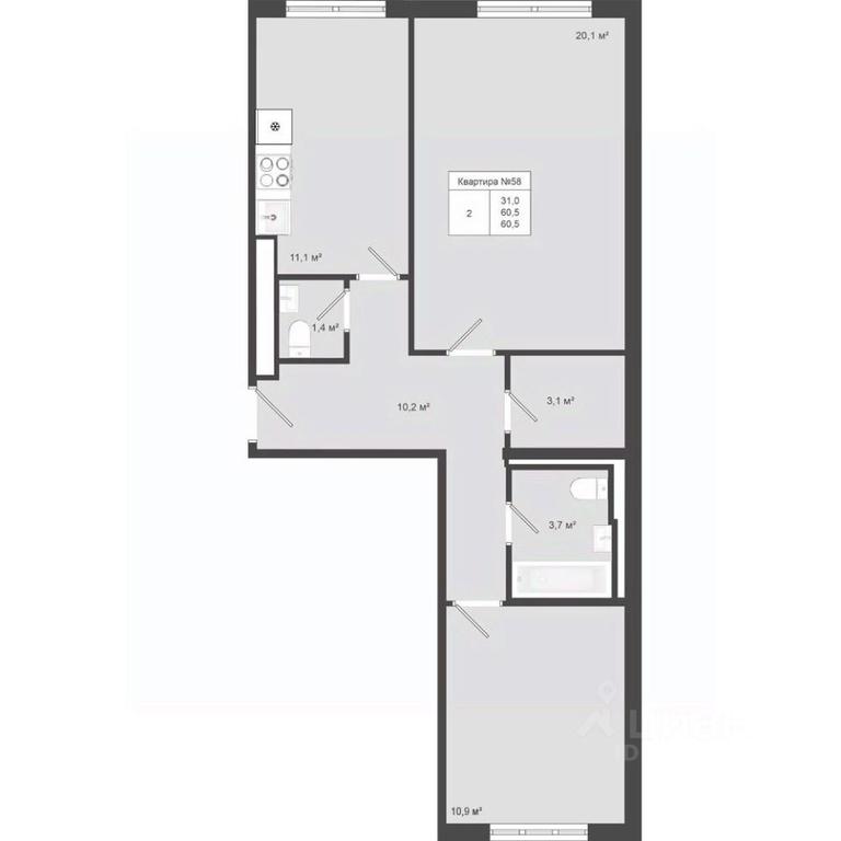 1-BD Apartment Sale, 60.5平方米 at Iakovlevo, ZhK Yakovlevo, kvartal № 145, Troitsk District, Moscow, Russia #1 1-BD Apartment Sale, 60.5平方米 at Iakovlevo, ZhK Yakovlevo, kvartal № 145, Troitsk District, Moscow, Russia #1