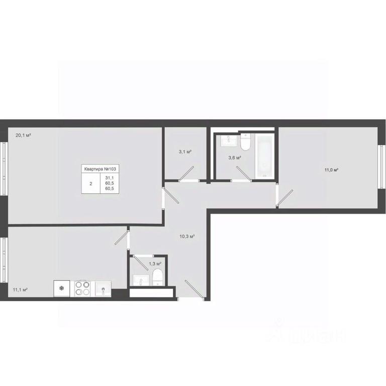 1-BD Apartment Sale, 60.5平方米 at Iakovlevo, ZhK Yakovlevo, kvartal № 145, Troitsk District, Moscow, Russia #1