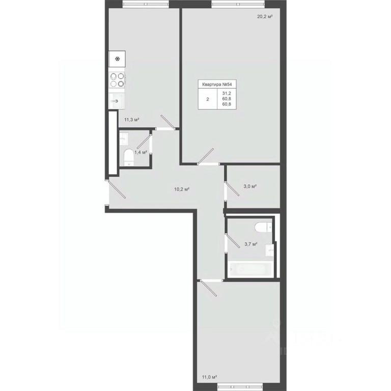 1-BD Apartment Sale, 60.8平方米 at Iakovlevo, ZhK Yakovlevo, kvartal № 145, Troitsk District, Moscow, Russia #1 1-BD Apartment Sale, 60.8平方米 at Iakovlevo, ZhK Yakovlevo, kvartal № 145, Troitsk District, Moscow, Russia #1