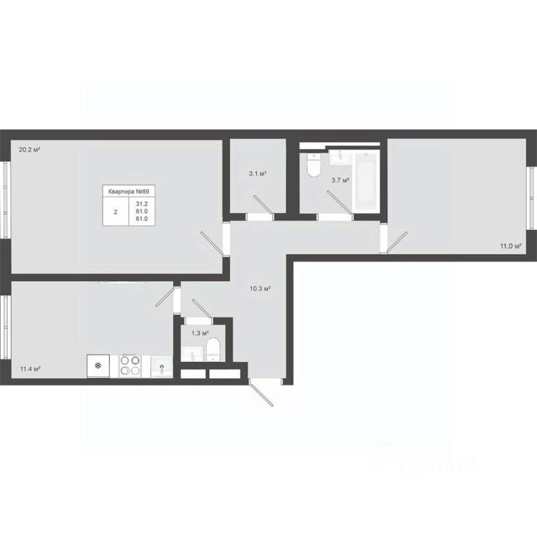 1-BD Apartment Sale, 61平方米 at Iakovlevo, ZhK Yakovlevo, kvartal № 145, Troitsk District, Moscow, Russia #1