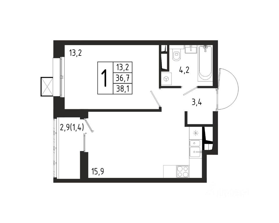 Apartment Sale, 38.1 sq. m. at Bereg, Beregovaya Street, Khimki, Moscow Region, Russia #1