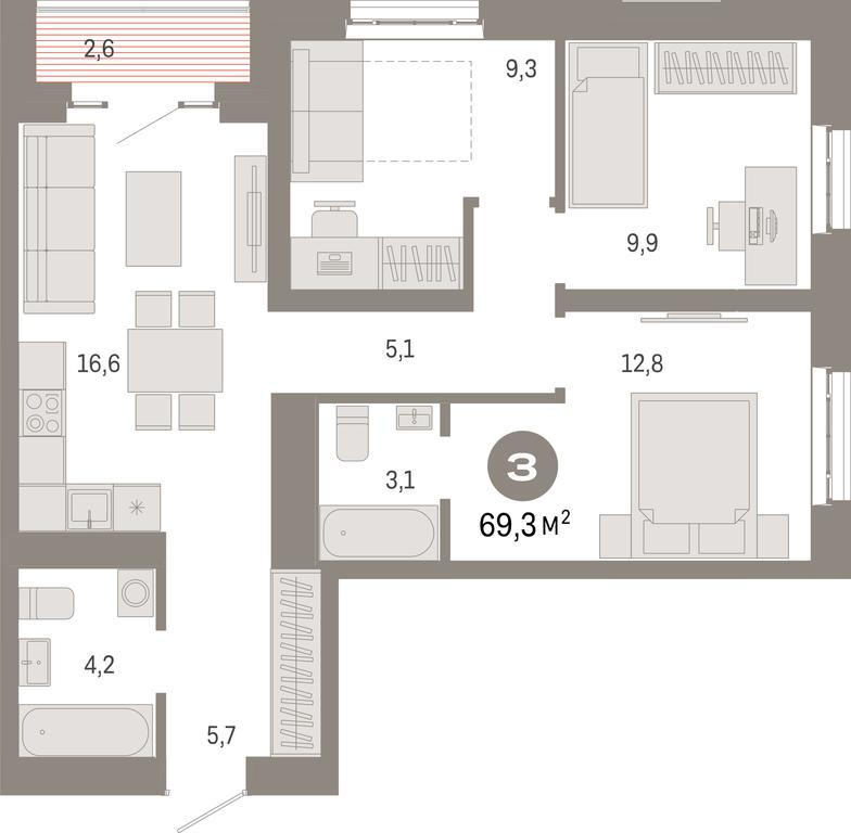 3-BD Apartment Sale, 69.3 sq. m. at Kvartal Metronom, Tagilskaya Street, Moscow, Russia #1 3-BD Apartment Sale, 69.3 sq. m. at Kvartal Metronom, Tagilskaya Street, Moscow, Russia #1