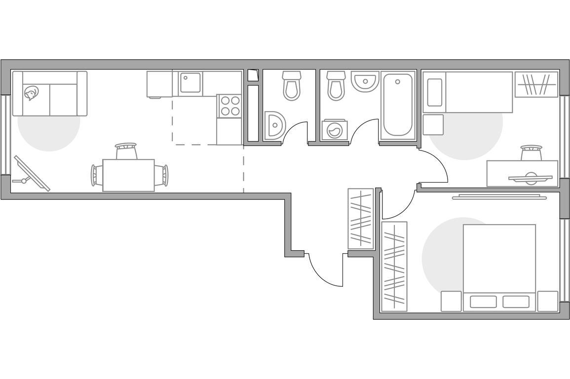 3-BD Apartment Sale, 58.06平方米 at BeLuck Kolomenskoe, Kashirskoye Highway, Moscow, Russia #1