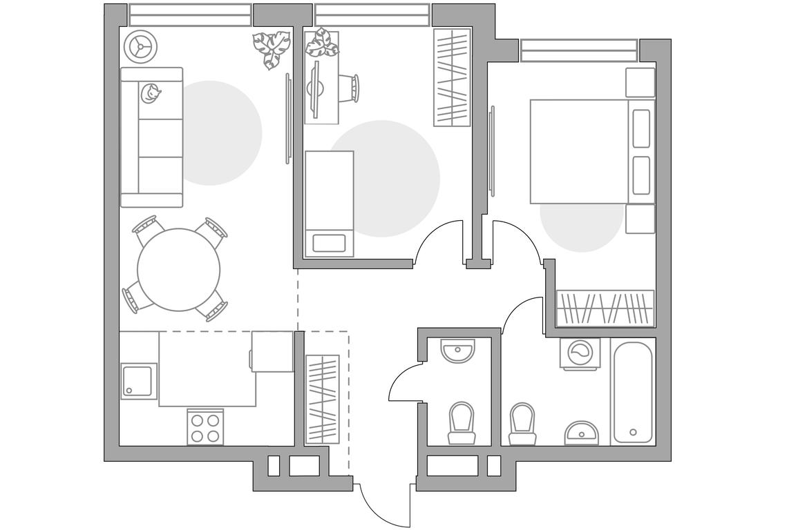3-BD Apartment Sale, 60.09平方米 at BeLuck Kolomenskoe, Kashirskoye Highway, Moscow, Russia #1