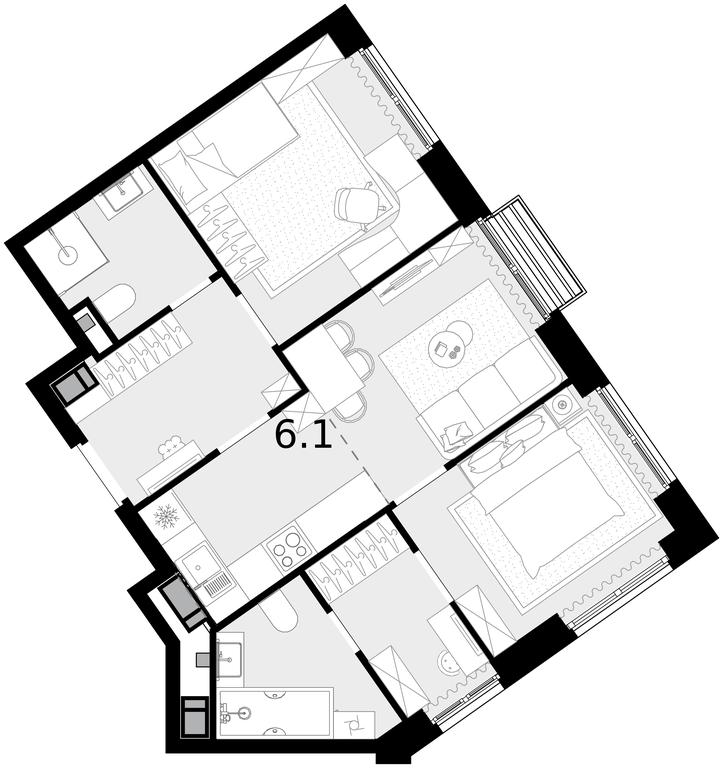 2-BD Apartment Sale, 53.1 sq. m. at Novaya Zvezda, Bachurinskaya ulitsa, 11, Settlement of Kommunarka, Moscow, Russia #1