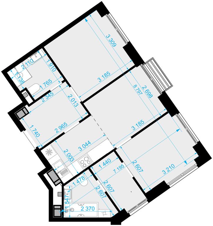 2-BD Apartment Sale, 53.1 sq. m. at Novaya Zvezda, Bachurinskaya ulitsa, 11, Settlement of Kommunarka, Moscow, Russia #2