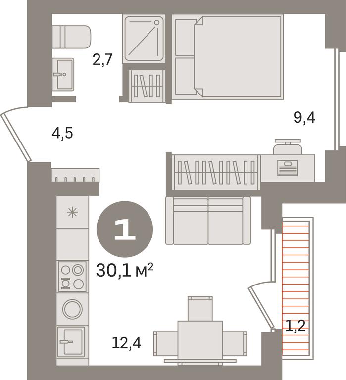 1-BD Apartment Sale, 30.1 sq. m. at Pervy kvartal, Kalinovaya ulitsa, derevnya Sapronovo, Leninskiy City District, Moscow Region, Russia #1 1-BD Apartment Sale, 30.1 sq. m. at Pervy kvartal, Kalinovaya ulitsa, derevnya Sapronovo, Leninskiy City District, Moscow Region, Russia #1