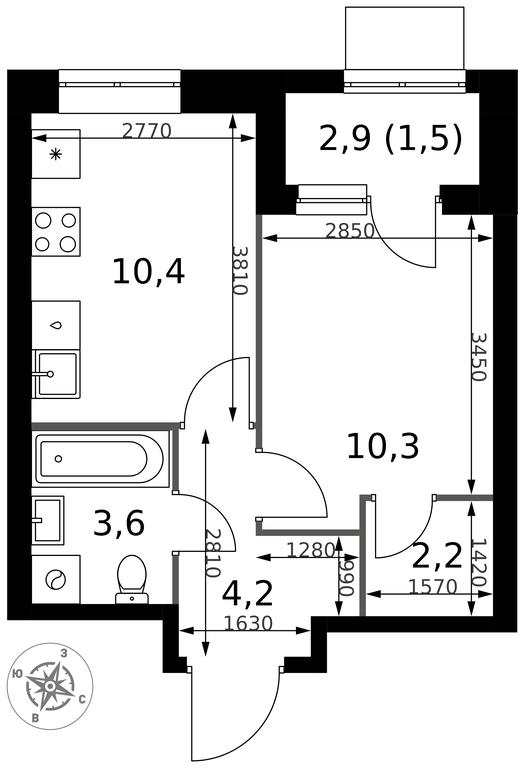 1-BD Apartment Sale, 32.2平方米 at 1 Izmajlovskij, Montazhnaya Street, 8с13, Moscow, Russia #2