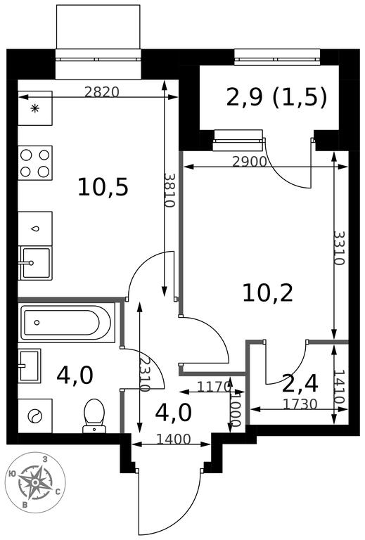 1-BD Apartment Sale, 32.6 sq. m. at 1 Izmajlovskij, Montazhnaya Street, 8с13, Moscow, Russia #2