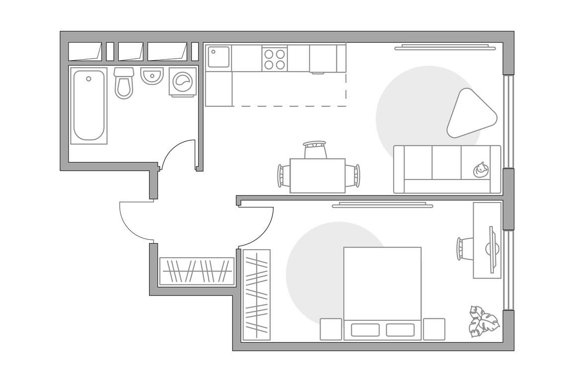 2-BD Apartment Sale, 41.1 sq. m. at Brigantina, Parkovaya ulitsa, 50к1, Dolgoprudny, Moscow Region, Russia #1
