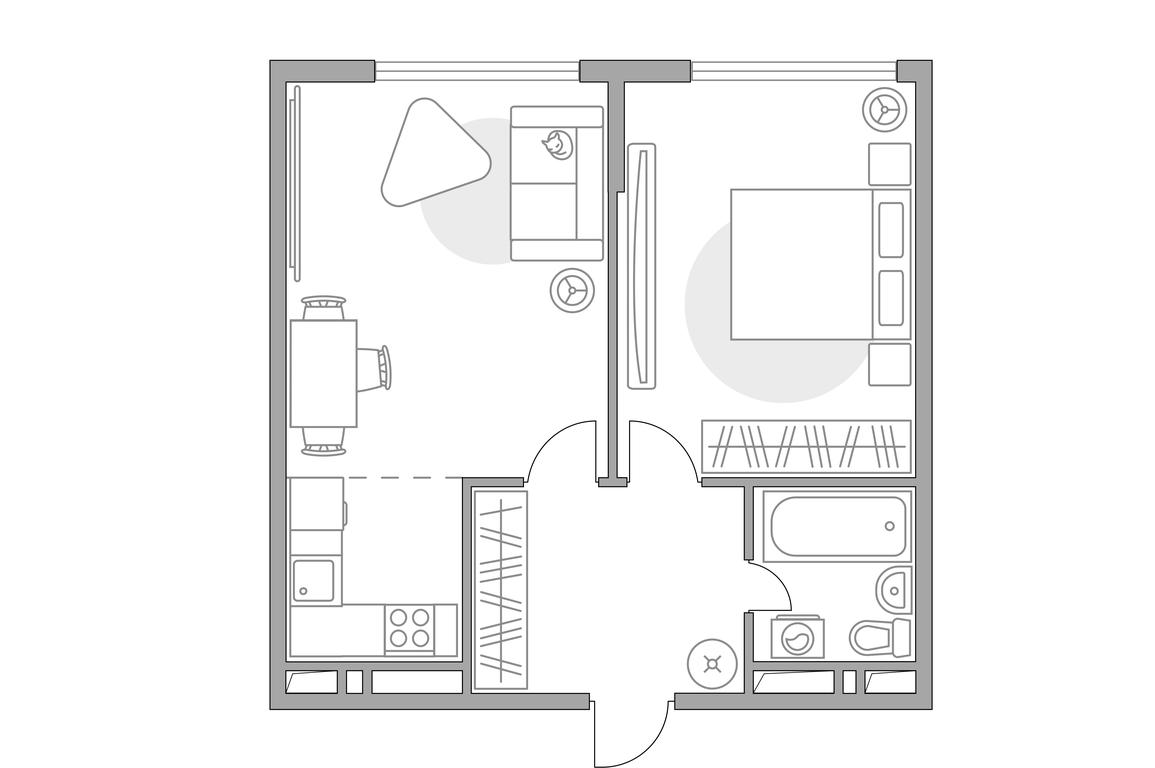 2-BD Apartment Sale, 49.3 sq. m. at Brigantina, Parkovaya ulitsa, 50к1, Dolgoprudny, Moscow Region, Russia #1
