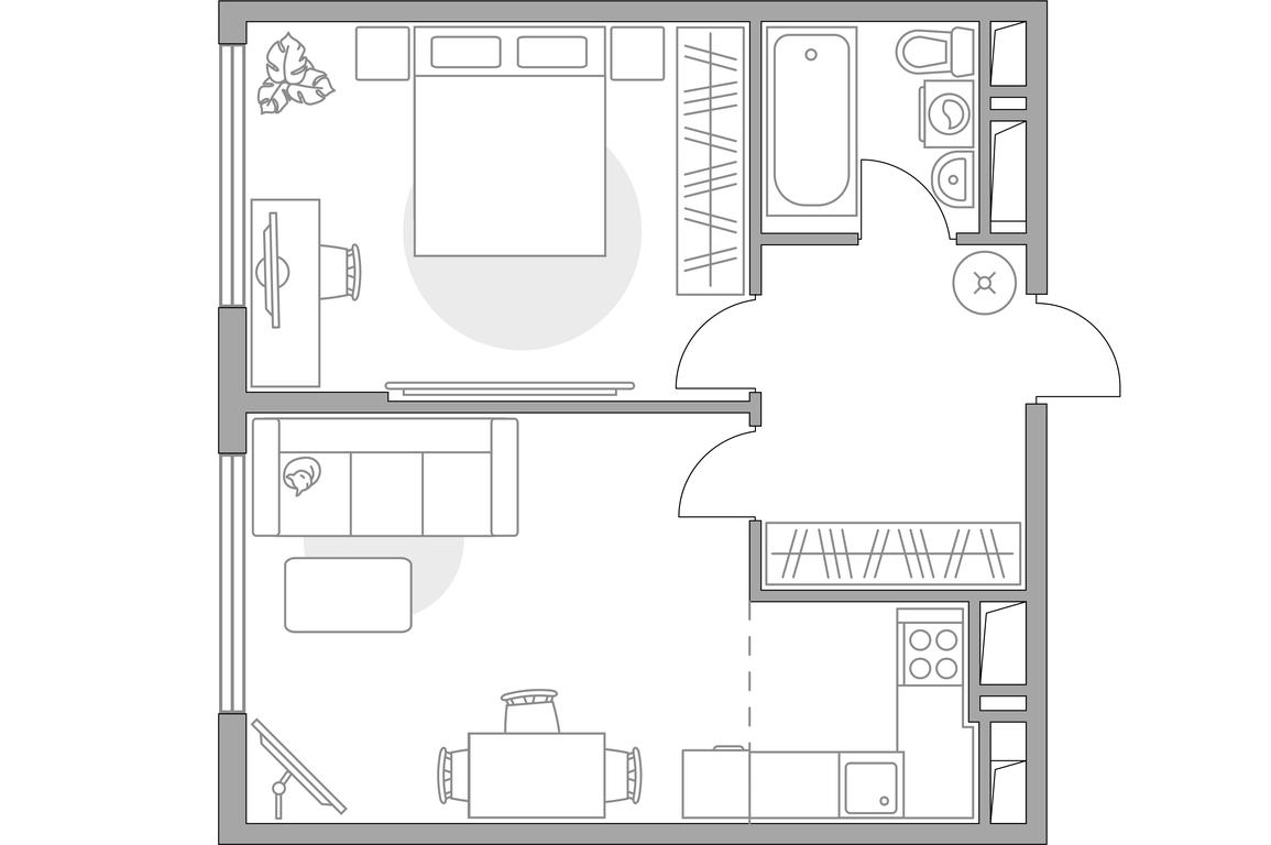 2-BD Apartment Sale, 49.3 sq. m. at Brigantina, Parkovaya ulitsa, 50к1, Dolgoprudny, Moscow Region, Russia #1