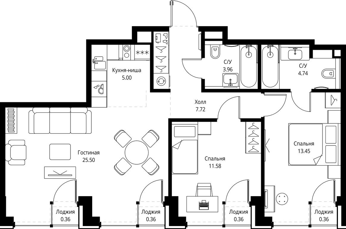 2-BD Apartment Sale, 73.39平方米 at SET, Vereyskaya Street, Moscow, Russia #1 2-BD Apartment Sale, 73.39平方米 at SET, Vereyskaya Street, Moscow, Russia #1