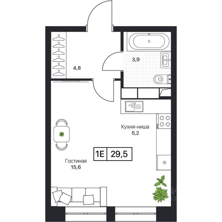 Apartment Sale, 29.5 sq. m. at Pushkino Grad, Polevaya ulitsa, selo Bratovshchina, Pshkinskiy Urban District, Moscow Region, Russia #1