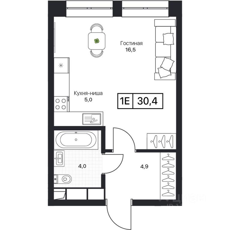 Apartment Sale, 30.4 sq. m. at Pushkino Grad, Polevaya ulitsa, selo Bratovshchina, Pshkinskiy Urban District, Moscow Region, Russia #1