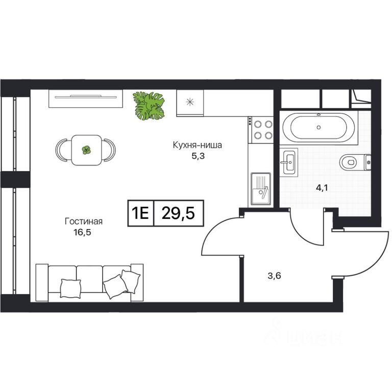 Apartment Sale, 29.5 sq. m. at Pushkino Grad, Polevaya ulitsa, selo Bratovshchina, Pshkinskiy Urban District, Moscow Region, Russia #1