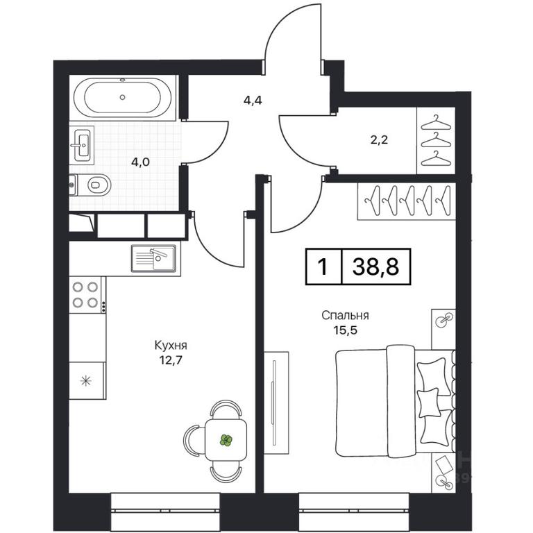 Apartment Sale, 38.8 sq. m. at Pushkino Grad, Polevaya ulitsa, selo Bratovshchina, Pshkinskiy Urban District, Moscow Region, Russia #1 Apartment Sale, 38.8 sq. m. at Pushkino Grad, Polevaya ulitsa, selo Bratovshchina, Pshkinskiy Urban District, Moscow Region, Russia #1