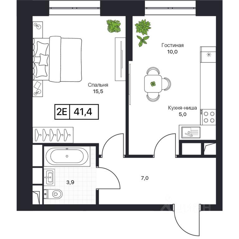 Apartment Sale, 41.4 sq. m. at Pushkino Grad, Polevaya ulitsa, selo Bratovshchina, Pshkinskiy Urban District, Moscow Region, Russia #1