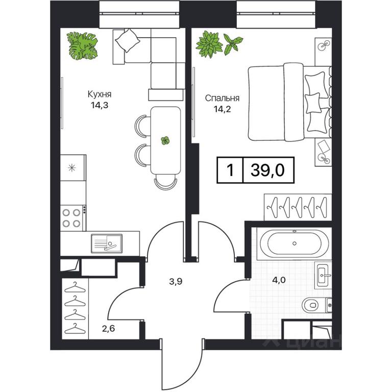 Apartment Sale, 39 sq. m. at Pushkino Grad, Polevaya ulitsa, selo Bratovshchina, Pshkinskiy Urban District, Moscow Region, Russia #1