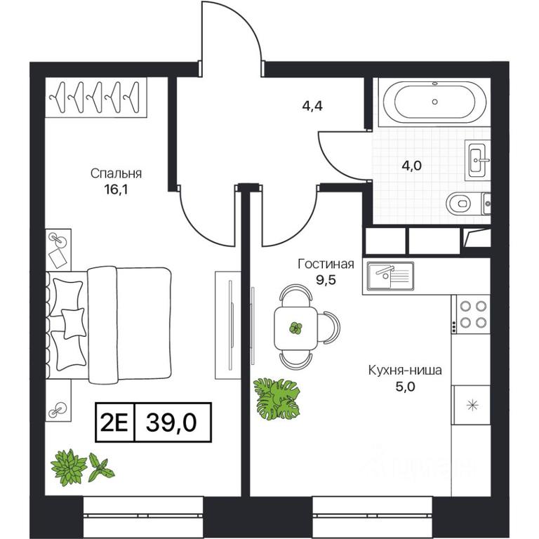 Apartment Sale, 39 sq. m. at Pushkino Grad, Polevaya ulitsa, selo Bratovshchina, Pshkinskiy Urban District, Moscow Region, Russia #1