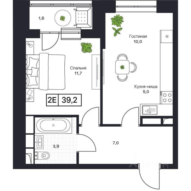 Apartment Sale, 39.2平方米 at Pushkino Grad, Polevaya ulitsa, selo Bratovshchina, Pshkinskiy Urban District, Moscow Region, Russia #1