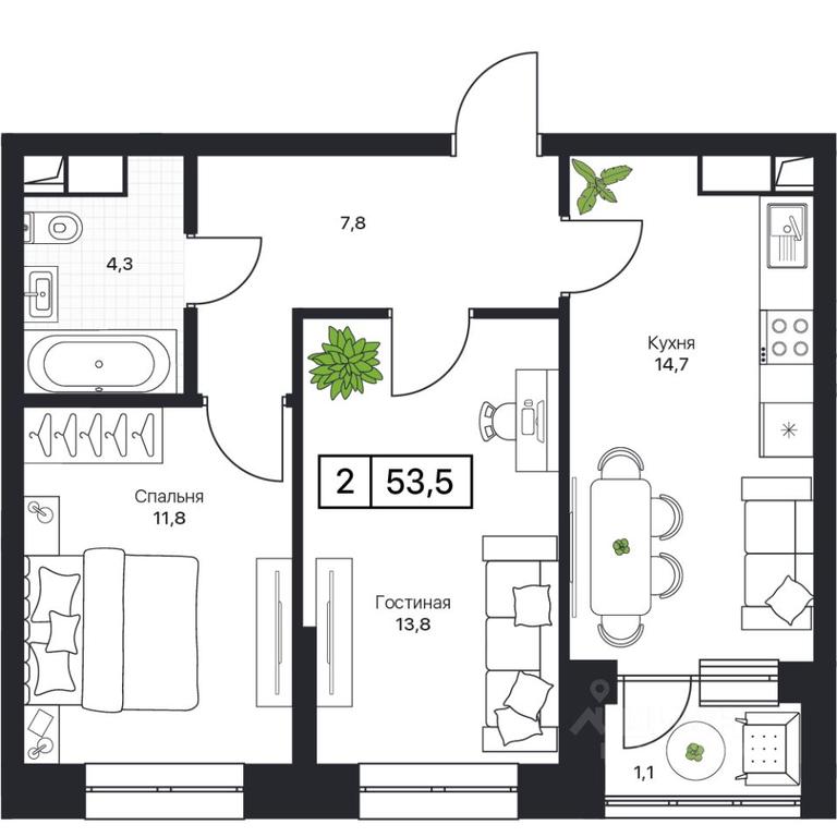 1-BD Apartment Sale, 53.5 sq. m. at Pushkino Grad, Polevaya ulitsa, selo Bratovshchina, Pshkinskiy Urban District, Moscow Region, Russia #1 1-BD Apartment Sale, 53.5 sq. m. at Pushkino Grad, Polevaya ulitsa, selo Bratovshchina, Pshkinskiy Urban District, Moscow Region, Russia #1