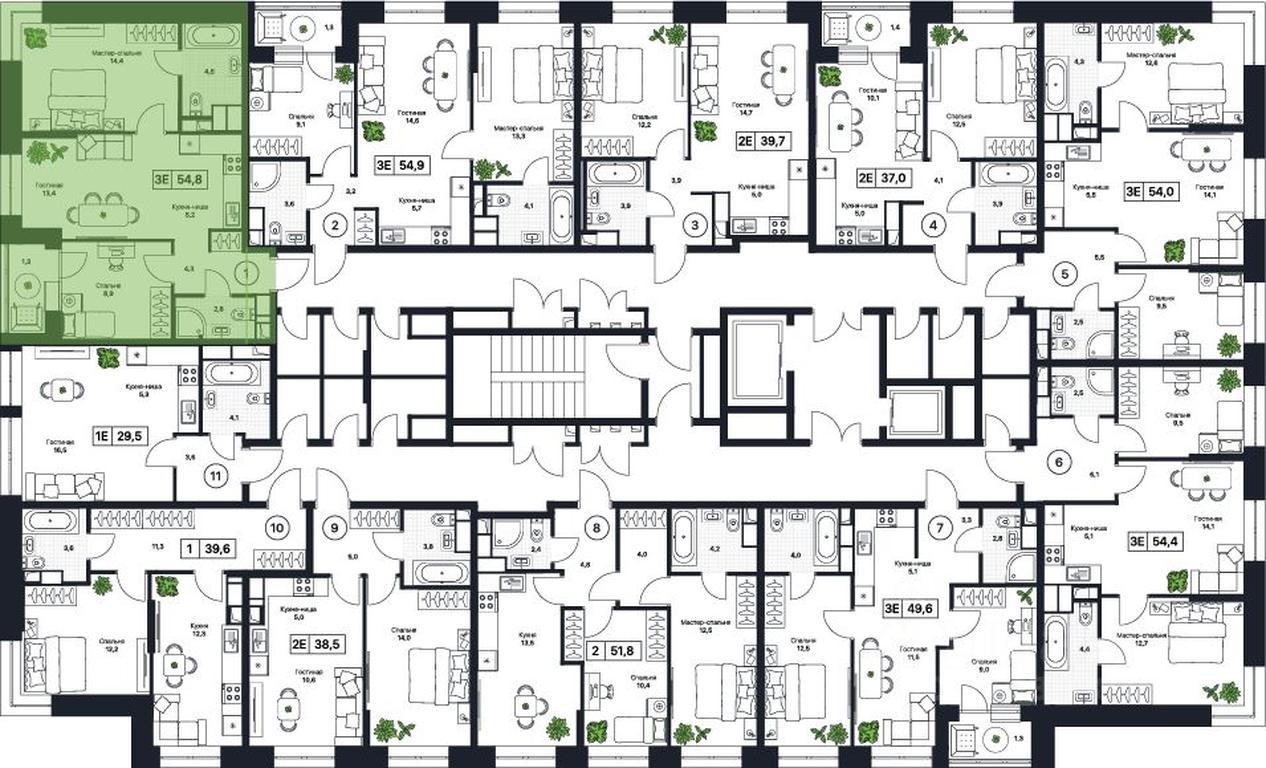 2-BD Apartment Sale, 54.8 sq. m. at Pushkino Grad, Polevaya ulitsa, selo Bratovshchina, Pshkinskiy Urban District, Moscow Region, Russia #1