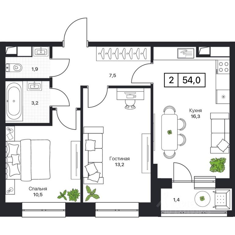 1-BD Apartment Sale, 54平方米 at Pushkino Grad, Polevaya ulitsa, selo Bratovshchina, Pshkinskiy Urban District, Moscow Region, Russia #1 1-BD Apartment Sale, 54平方米 at Pushkino Grad, Polevaya ulitsa, selo Bratovshchina, Pshkinskiy Urban District, Moscow Region, Russia #1