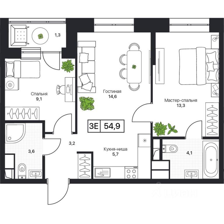 1-BD Apartment Sale, 54.9平方米 at Pushkino Grad, Polevaya ulitsa, selo Bratovshchina, Pshkinskiy Urban District, Moscow Region, Russia #1 1-BD Apartment Sale, 54.9平方米 at Pushkino Grad, Polevaya ulitsa, selo Bratovshchina, Pshkinskiy Urban District, Moscow Region, Russia #1