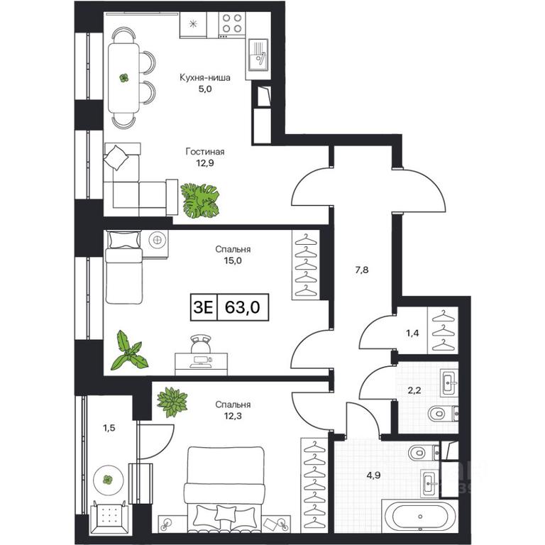 1-BD Apartment Sale, 63 sq. m. at Pushkino Grad, Polevaya ulitsa, selo Bratovshchina, Pshkinskiy Urban District, Moscow Region, Russia #1 1-BD Apartment Sale, 63 sq. m. at Pushkino Grad, Polevaya ulitsa, selo Bratovshchina, Pshkinskiy Urban District, Moscow Region, Russia #1