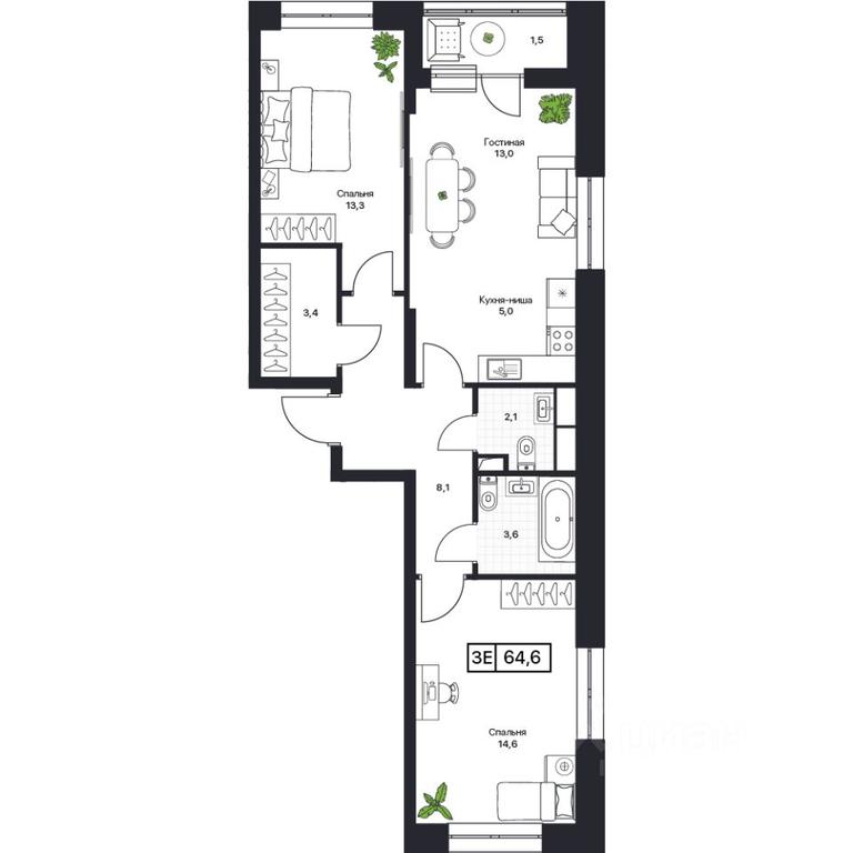 1-BD Apartment Sale, 64.6平方米 at Pushkino Grad, Polevaya ulitsa, selo Bratovshchina, Pshkinskiy Urban District, Moscow Region, Russia #1 1-BD Apartment Sale, 64.6平方米 at Pushkino Grad, Polevaya ulitsa, selo Bratovshchina, Pshkinskiy Urban District, Moscow Region, Russia #1
