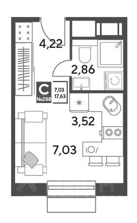 Apartment Sale, 17.63平方米 at Publitsist, ulitsa Zelyonaya Roshcha, Pushkino, Moscow Region, Russia #1
