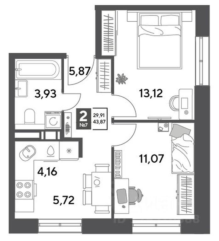 1-BD Apartment Sale, 43.87平方米 at Publitsist, ulitsa Zelyonaya Roshcha, Pushkino, Moscow Region, Russia #1 1-BD Apartment Sale, 43.87平方米 at Publitsist, ulitsa Zelyonaya Roshcha, Pushkino, Moscow Region, Russia #1