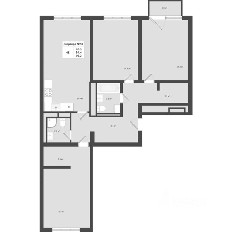 3-BD Apartment Sale, 95.2平方米 at Iakovlevo, ZhK Yakovlevo, kvartal № 145, Troitsk District, Moscow, Russia #1 3-BD Apartment Sale, 95.2平方米 at Iakovlevo, ZhK Yakovlevo, kvartal № 145, Troitsk District, Moscow, Russia #1