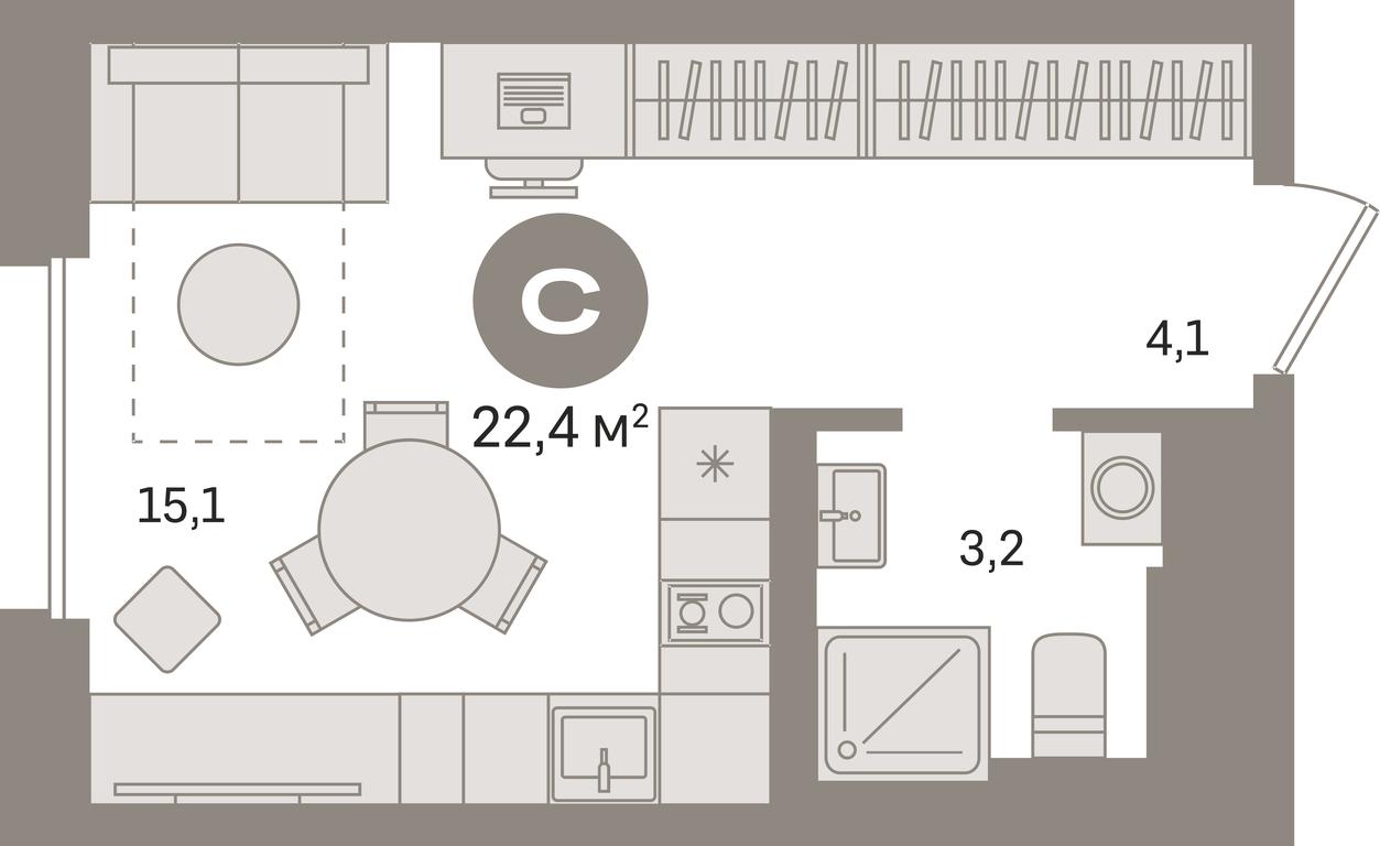 Apartment Sale, 22.4平方米 at Kvartal Gercena, zhiloy kompleks Kvartal Gertsena, Moscow, Russia #1