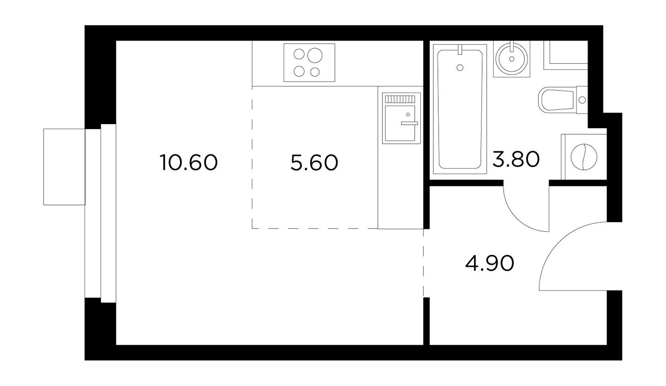 Apartment Sale, 24.9平方米 at Novoe Medvedkovo, Novoe Medvedkovo Residential Complex, mikrorayon 17A, Mytischi, Moscow Region, Russia #1