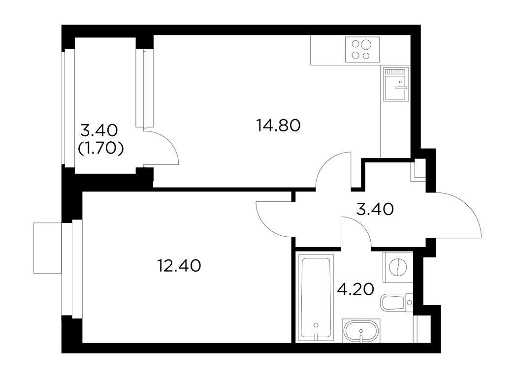 1-BD Apartment Sale, 36.5平方米 at Novoe Medvedkovo, Novoe Medvedkovo Residential Complex, mikrorayon 17A, Mytischi, Moscow Region, Russia #1