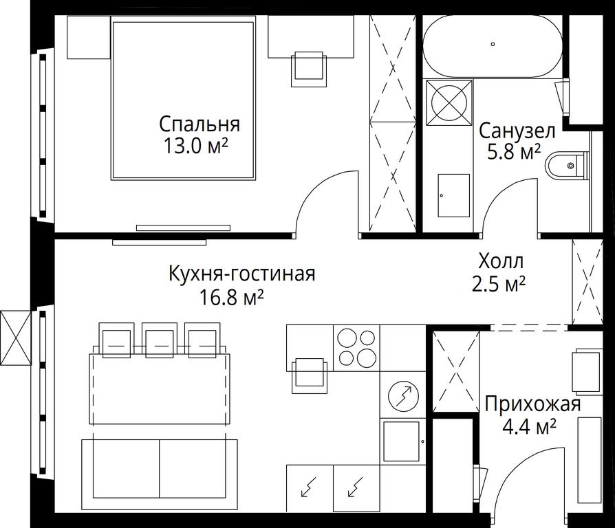 1-BD Apartment Sale, 42.5 sq. m. at Eko Vidnoe 2.0, kvartal Tsentralny, 1, Kupelinka Subdistrict, derevnya Sapronovo, Leninskiy City District, Moscow Region, Russia #1 1-BD Apartment Sale, 42.5 sq. m. at Eko Vidnoe 2.0, kvartal Tsentralny, 1, Kupelinka Subdistrict, derevnya Sapronovo, Leninskiy City District, Moscow Region, Russia #1