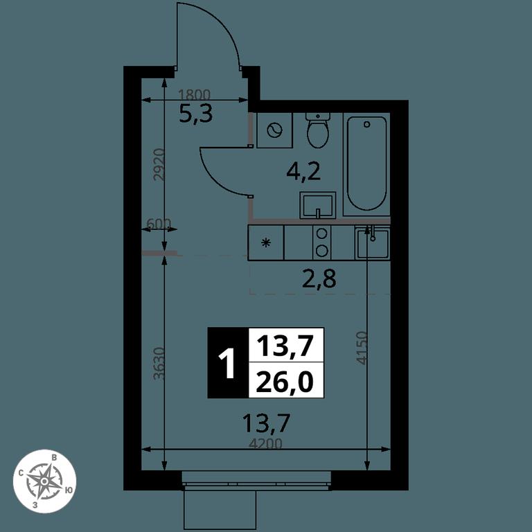 Apartment Sale, 26平方米 at 1 Izmajlovskij, Montazhnaya Street, 8с13, Moscow, Russia #2