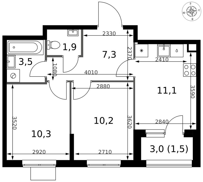 2-BD Apartment Sale, 45.8平方米 at 1 Izmajlovskij, Montazhnaya Street, 8с13, Moscow, Russia #2 2-BD Apartment Sale, 45.8平方米 at 1 Izmajlovskij, Montazhnaya Street, 8с13, Moscow, Russia #2