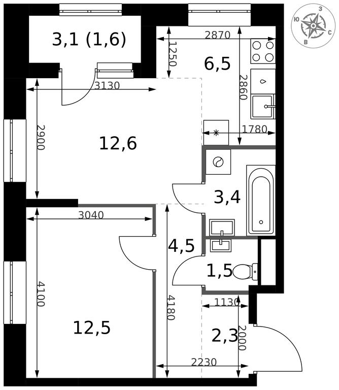 2-BD Apartment Sale, 44.9 sq. m. at 1 Izmajlovskij, Montazhnaya Street, 8с13, Moscow, Russia #2