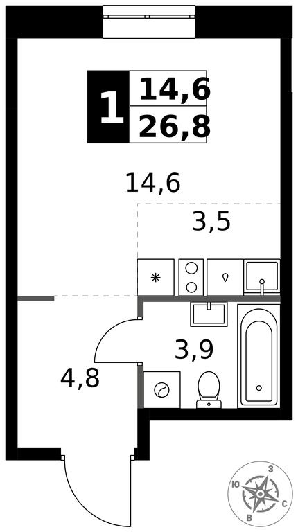 Apartment Sale, 26.8平方米 at 1 Izmajlovskij, Montazhnaya Street, 8с13, Moscow, Russia #1