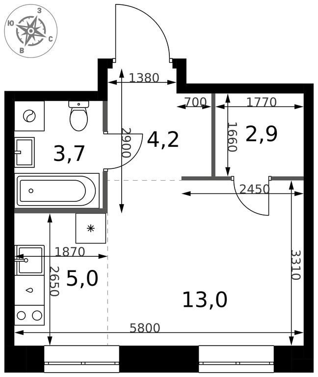 Apartment Sale, 28.8 sq. m. at 1 Izmajlovskij, Montazhnaya Street, 8с13, Moscow, Russia #2