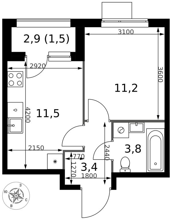 1-BD Apartment Sale, 31.4平方米 at 1 Izmajlovskij, Montazhnaya Street, 8с13, Moscow, Russia #2 1-BD Apartment Sale, 31.4平方米 at 1 Izmajlovskij, Montazhnaya Street, 8с13, Moscow, Russia #2