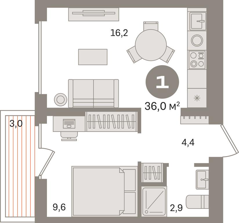 1-BD Apartment Sale, 36 sq. m. at Pervy kvartal, Kalinovaya ulitsa, derevnya Sapronovo, Leninskiy City District, Moscow Region, Russia #1