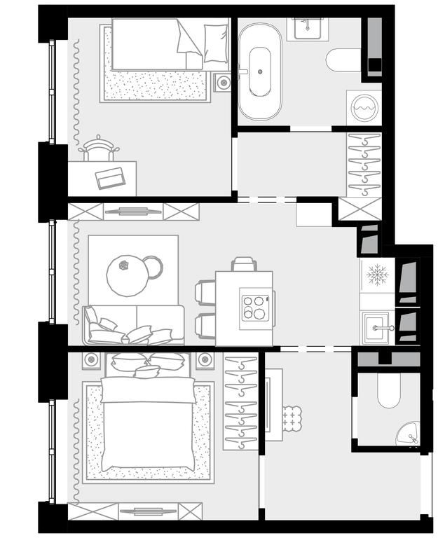 2-BD Apartment Sale, 44.3 sq. m. at Novaya Zvezda, Bachurinskaya ulitsa, 11, Settlement of Kommunarka, Moscow, Russia #1 2-BD Apartment Sale, 44.3 sq. m. at Novaya Zvezda, Bachurinskaya ulitsa, 11, Settlement of Kommunarka, Moscow, Russia #1