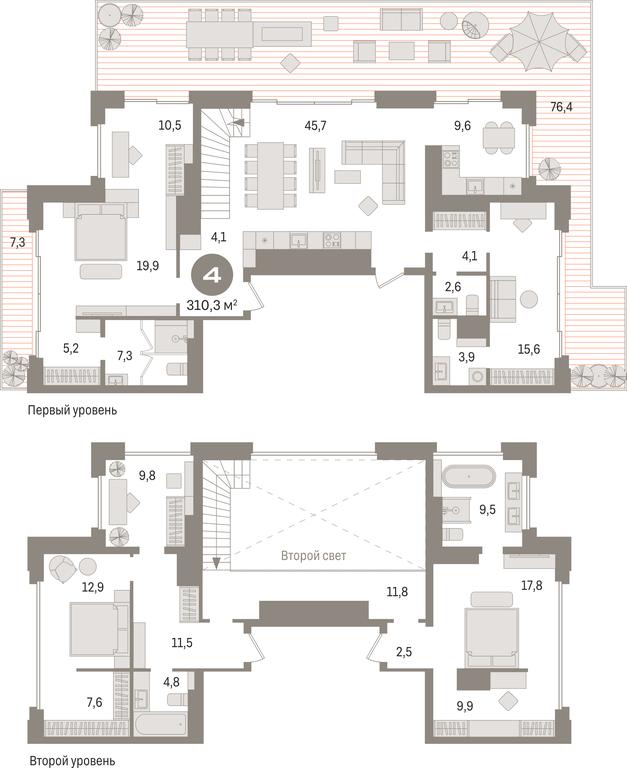 4-BD Apartment Sale, 310.3平方米 at Kvartal «MONS», Ogorodny Drive, Moscow, Russia #1